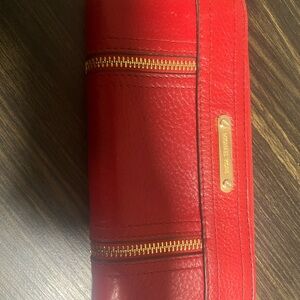 Michael Kors Red Clutch with Gold Accents